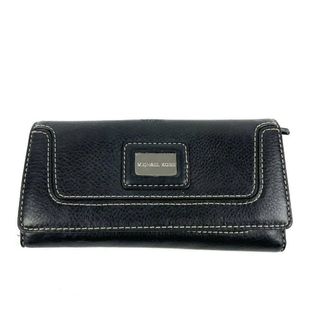 Michael Kors Brookville Carryall Wallet Black Leather Clutch Organizer